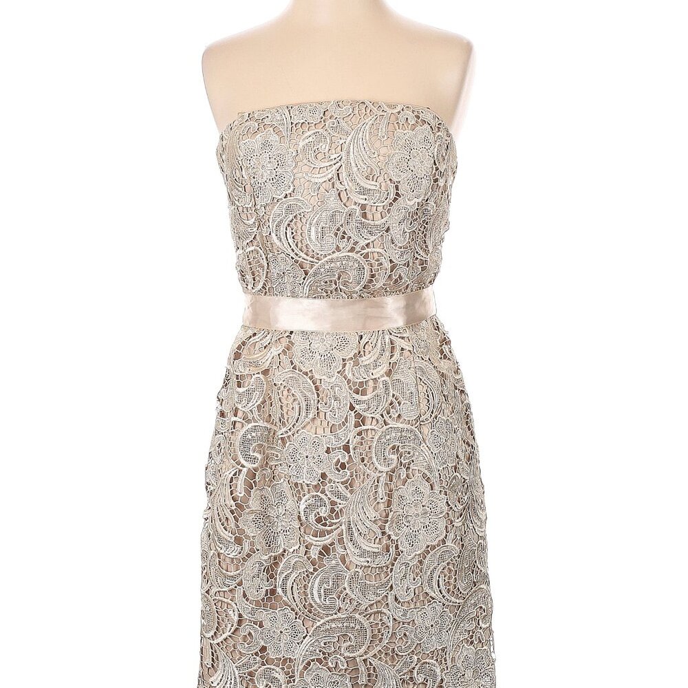 Adrianna Papell Lace Light Brown Strapless Dress
